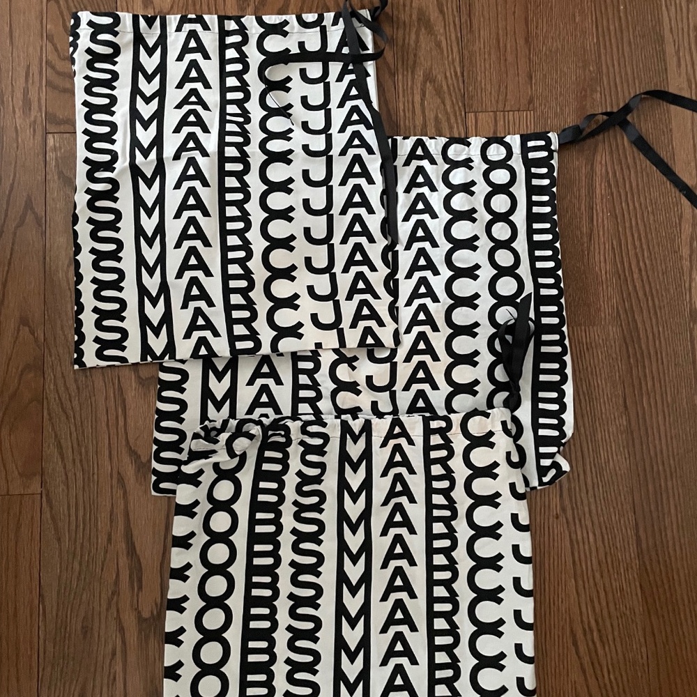 Marc Jacobs Trio (3) Dust Bags Graphic Logo Black and White Unused